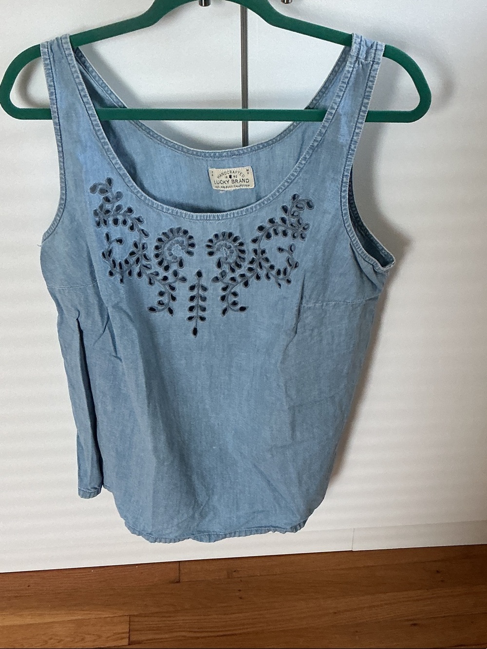 Lucky Brand Light Denim Cutwork Tank